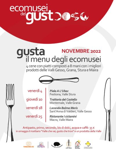 4 CENE A 8 MANI CON IL MENU DEGLI ECOMUSEI