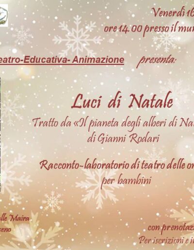 Spettacolo per bambini “LUCI DI NATALE” a Prazzo il 16 dicembre