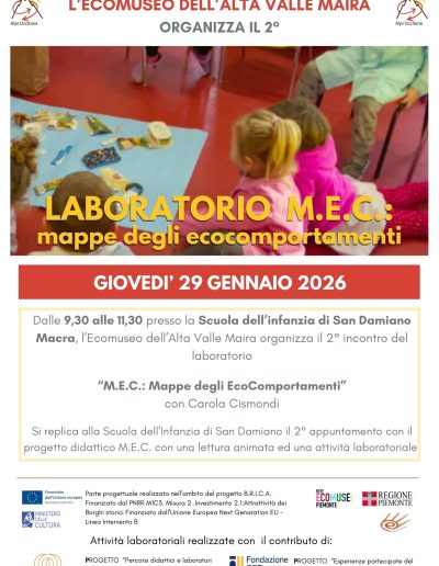 2° appuntamento del Laboratorio didattico MEC alla Scuola dell’Infanzia di San Damiano Macra il 29 gennaio