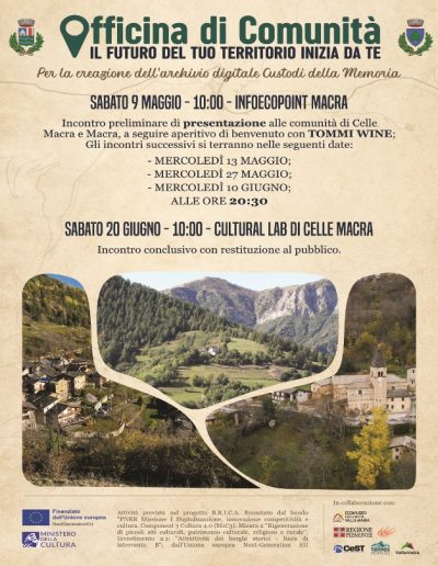 Officina di Comunità: incontro sabato 9 maggio a Macra