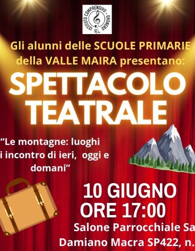 Spettacolo teatrale degli alunni delle Scuole Primarie della Valle Maira il 10 giugno a San Damiano Macra