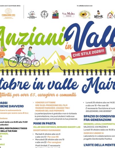 Progetto Anziani in Valle –  che stile 2026!!! – Ottobre in Valle Maira